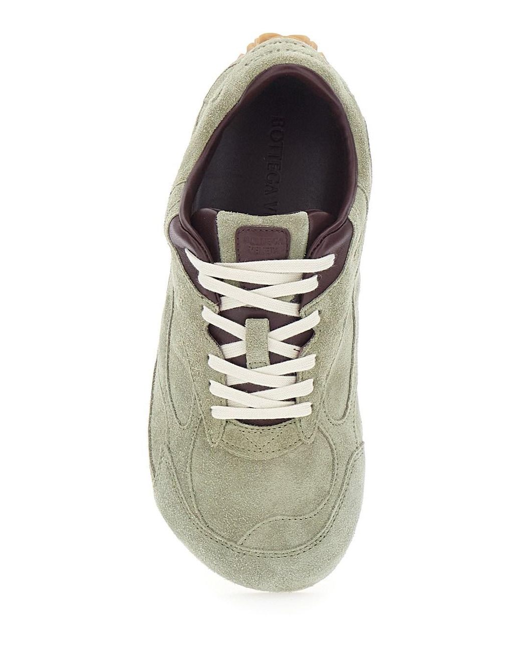 Bottega Veneta Green Orbit Flash Suede Sneakers With Notched Sole