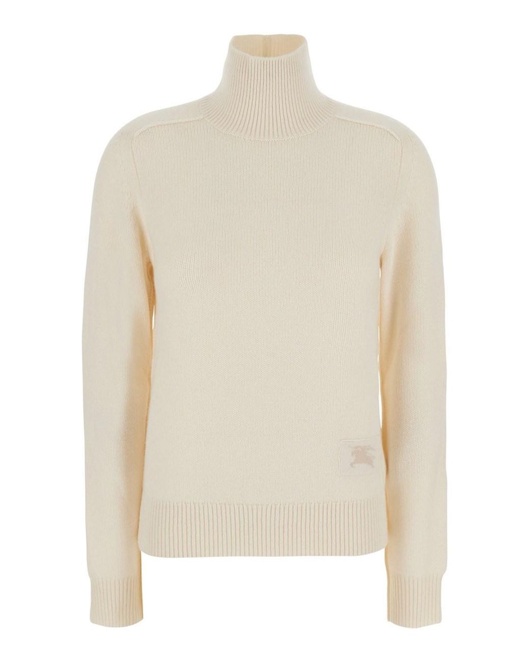 Burberry White Sweater With Round Neck And Long Sleeves