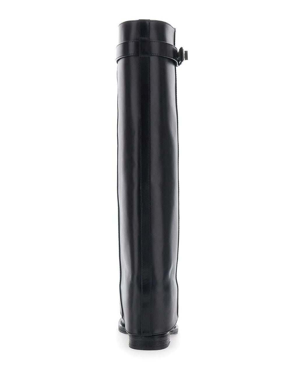 Via Roma 15 Black Boot With Cuff And Lock Detail