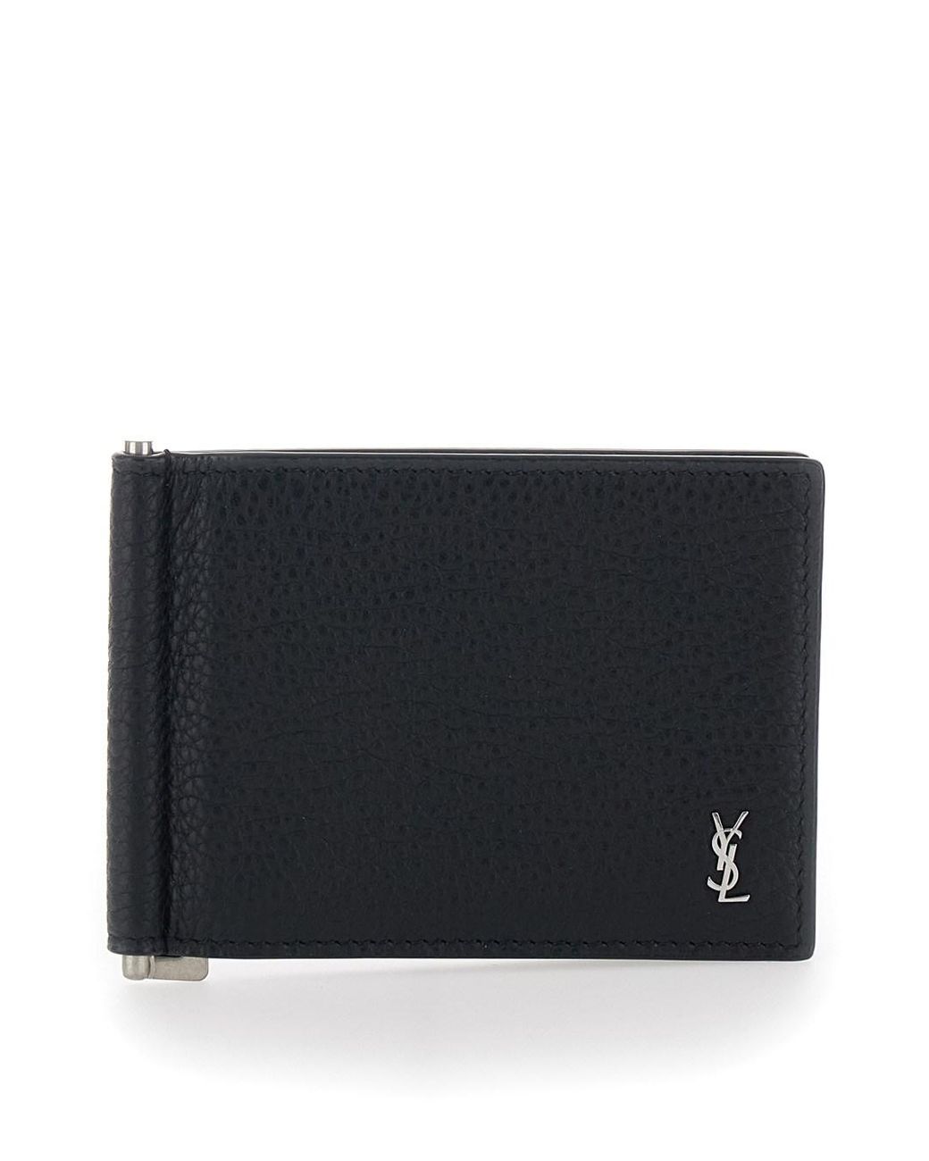 Saint Laurent Black Zip Wallet Leather Calfskin for men