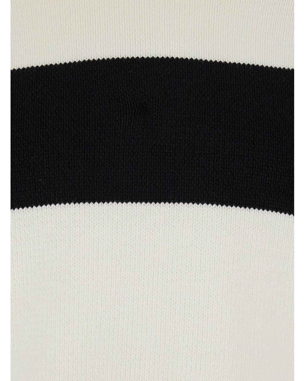 Totême Black Cotton Blend Sweater With Stripes Tops