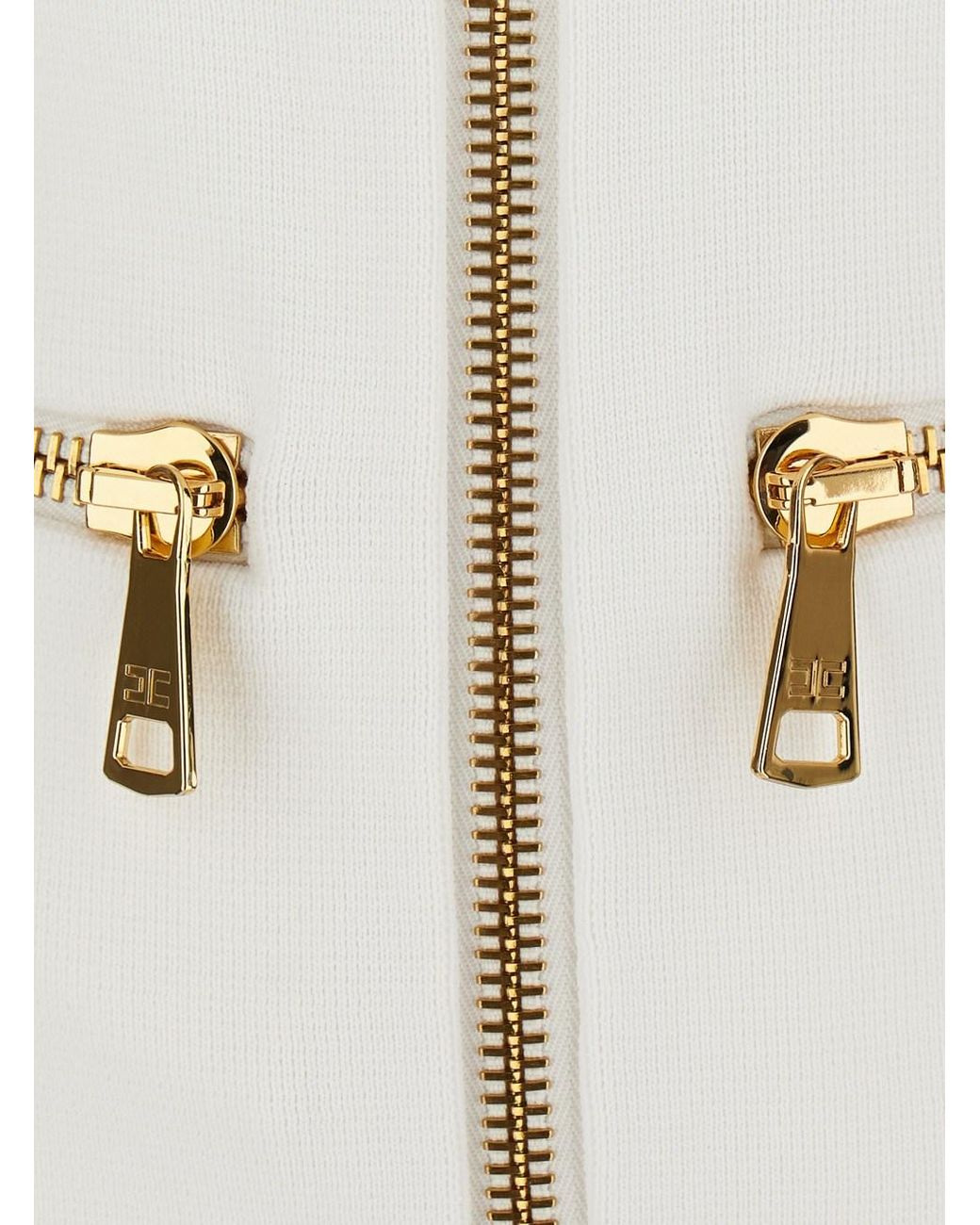 Elisabetta Franchi White Cardigan V-Neck Tech Fabric Tops