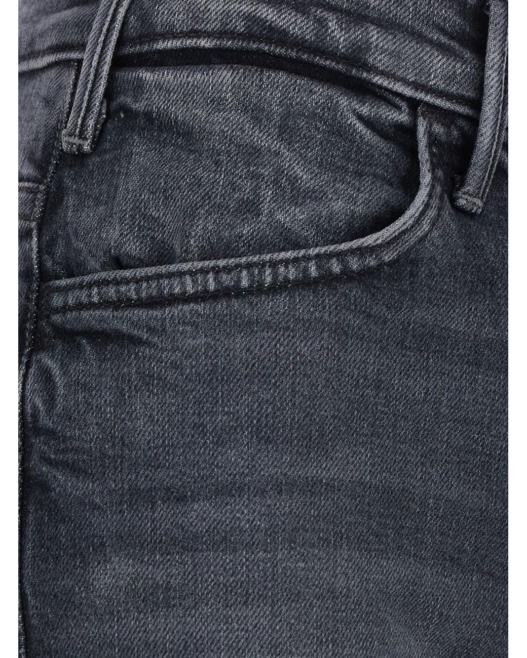 Mother Blue 'The Hustler Roller Sneak' Jeans With Logo Embroidery On T