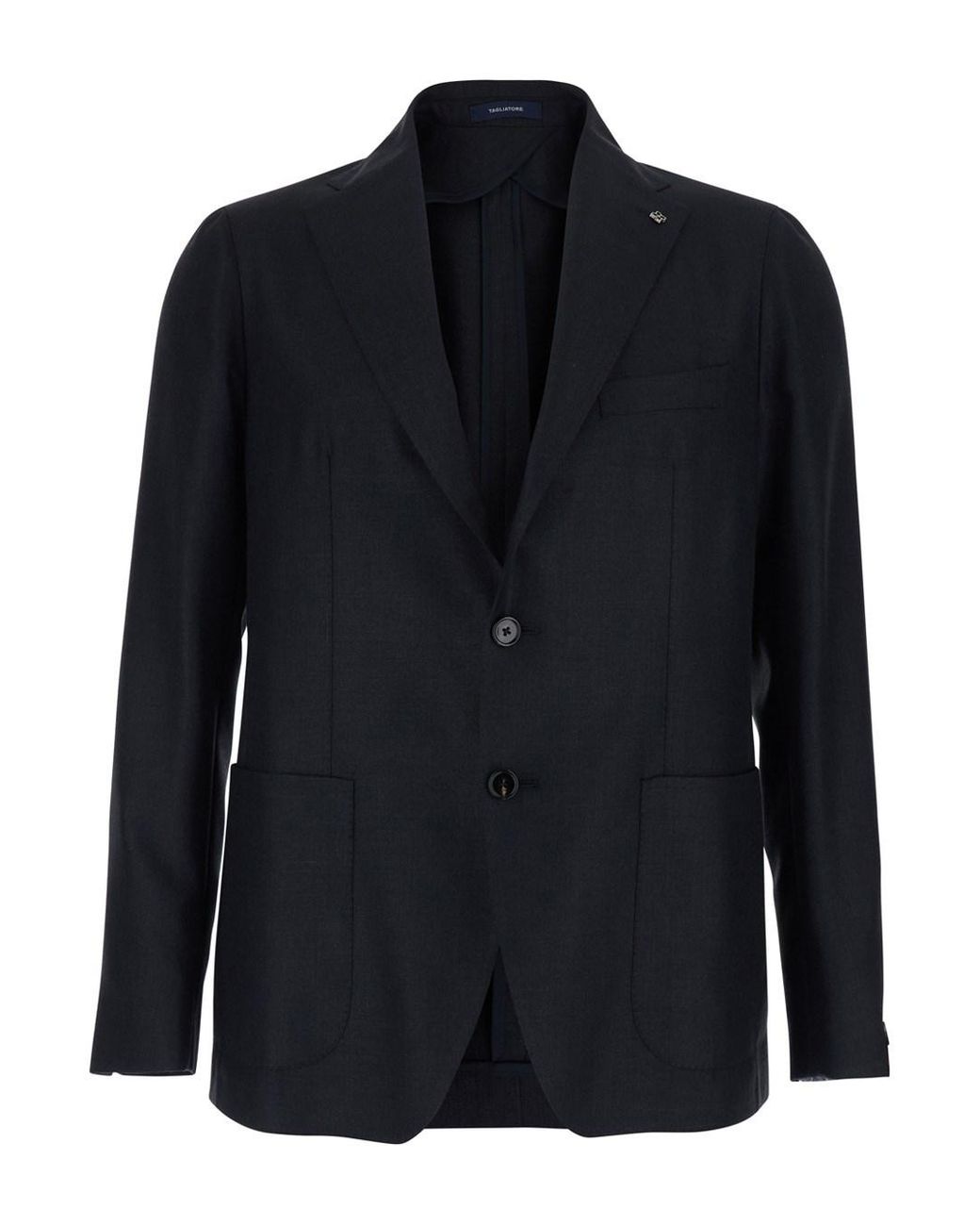 Tagliatore Blue Single-Breasted 'Montecarlo' Jacket With Front Closure for men