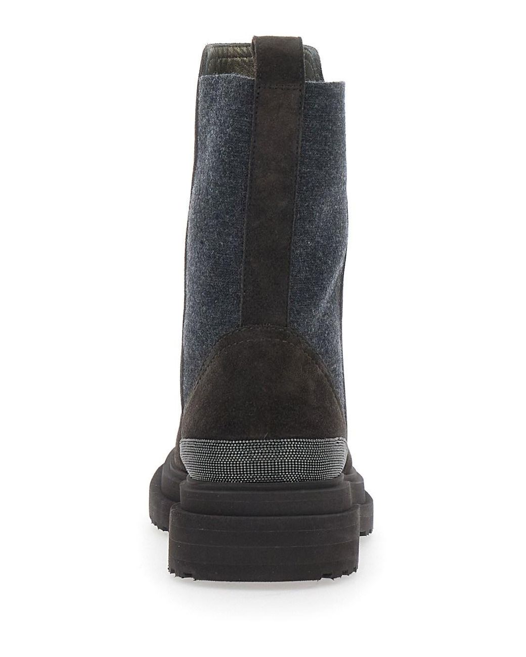 Brunello Cucinelli Black Ankle Boots With Monili Strap