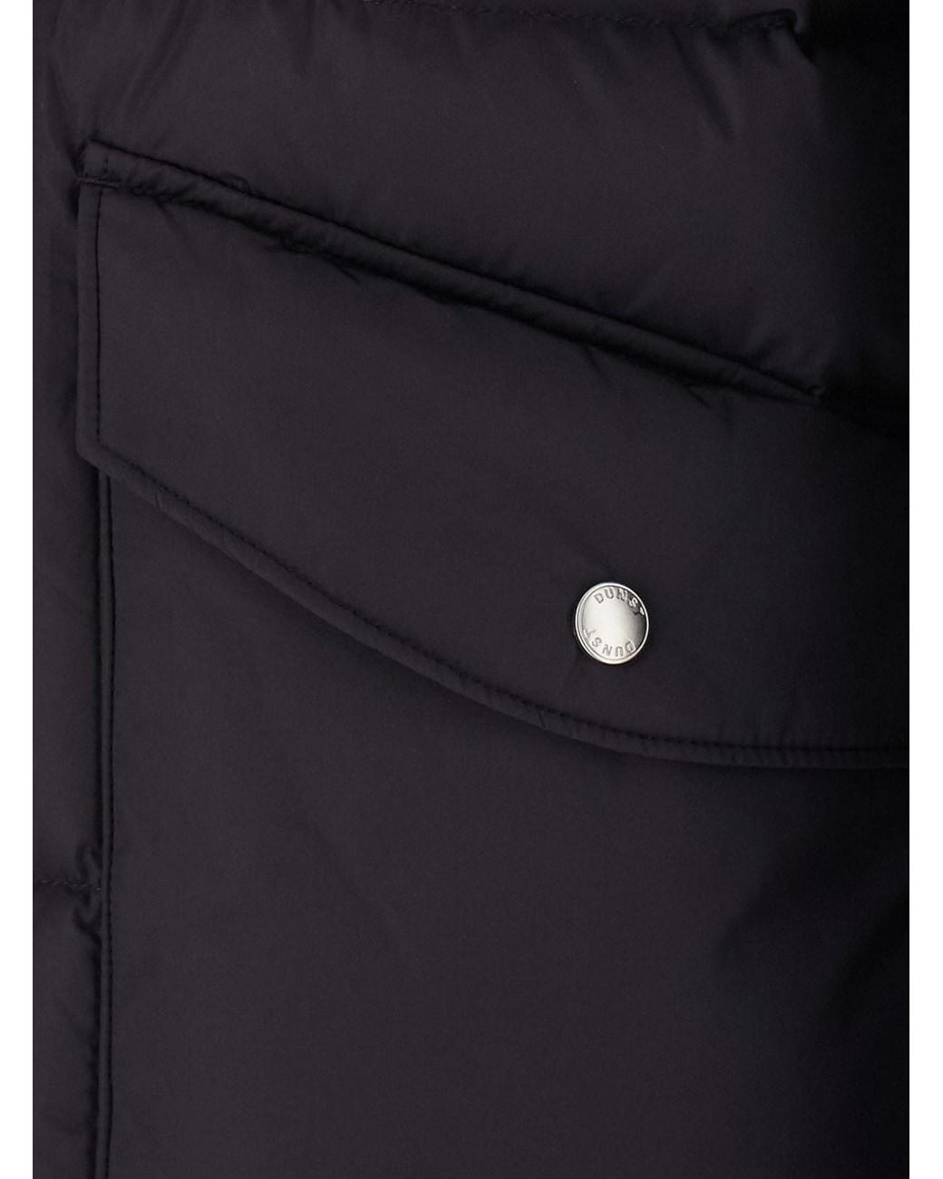 DUNST Black Down Jacket With Leather Collar And Front Closure