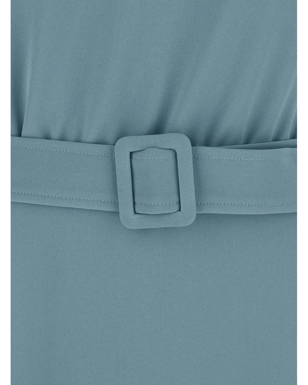 P.A.R.O.S.H. Blue Long Dresses With Round Neckline And Waistband