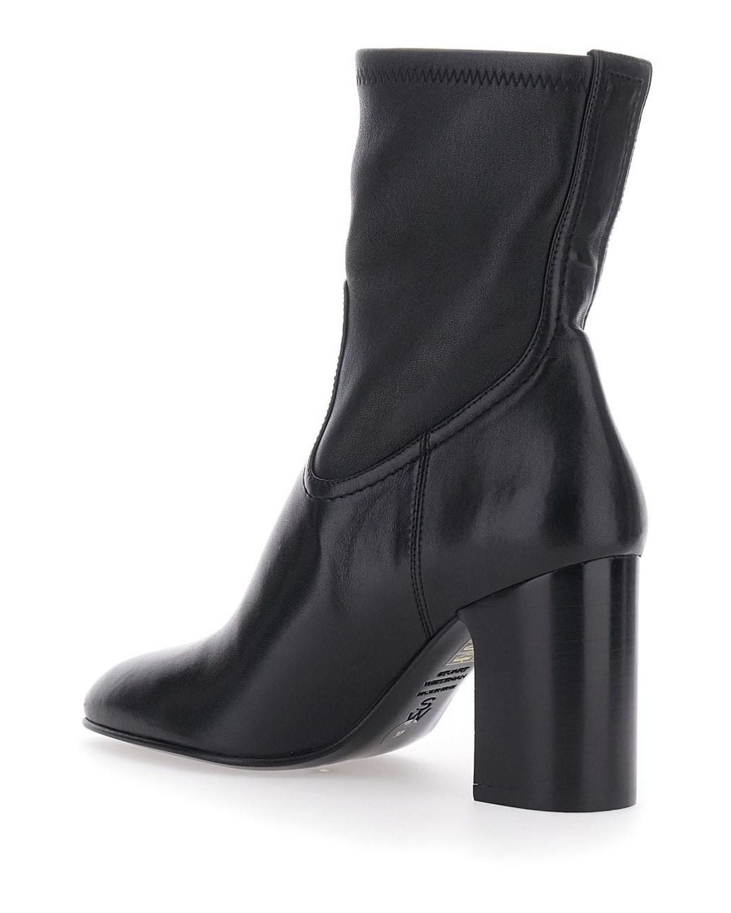 Stuart Weitzman Black Mulberry Stretch Bootie Leather Ankle Boots With Side Zip And Medium Heel