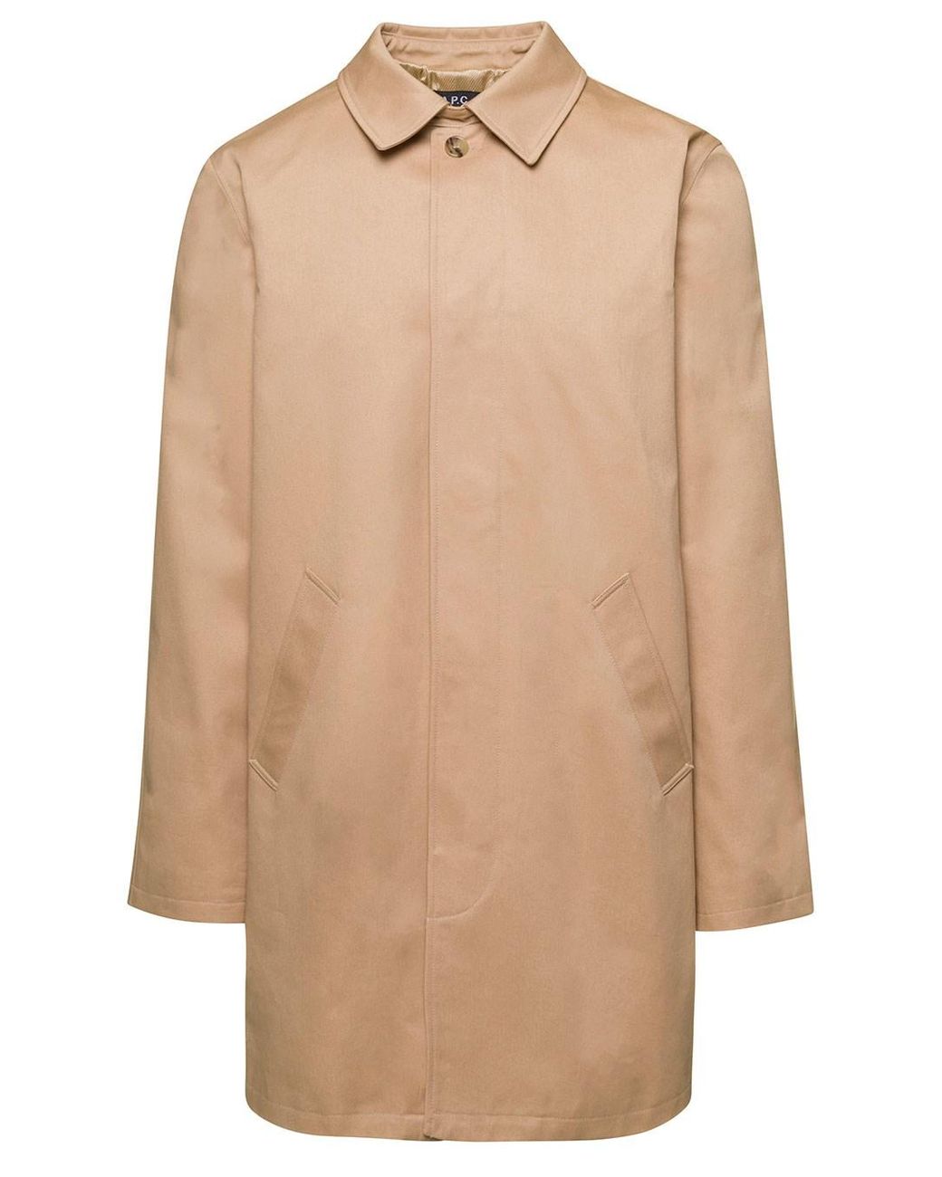 A.P.C. Coat With Concealed Fastening In Cotton Man in Natural for Men |  Lyst UK