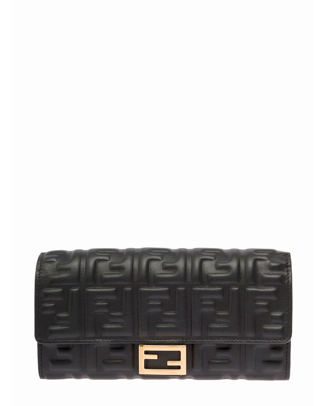 Fendi Woman's Ff Quilted Leather Continental Wallet On Chain in Gray | Lyst