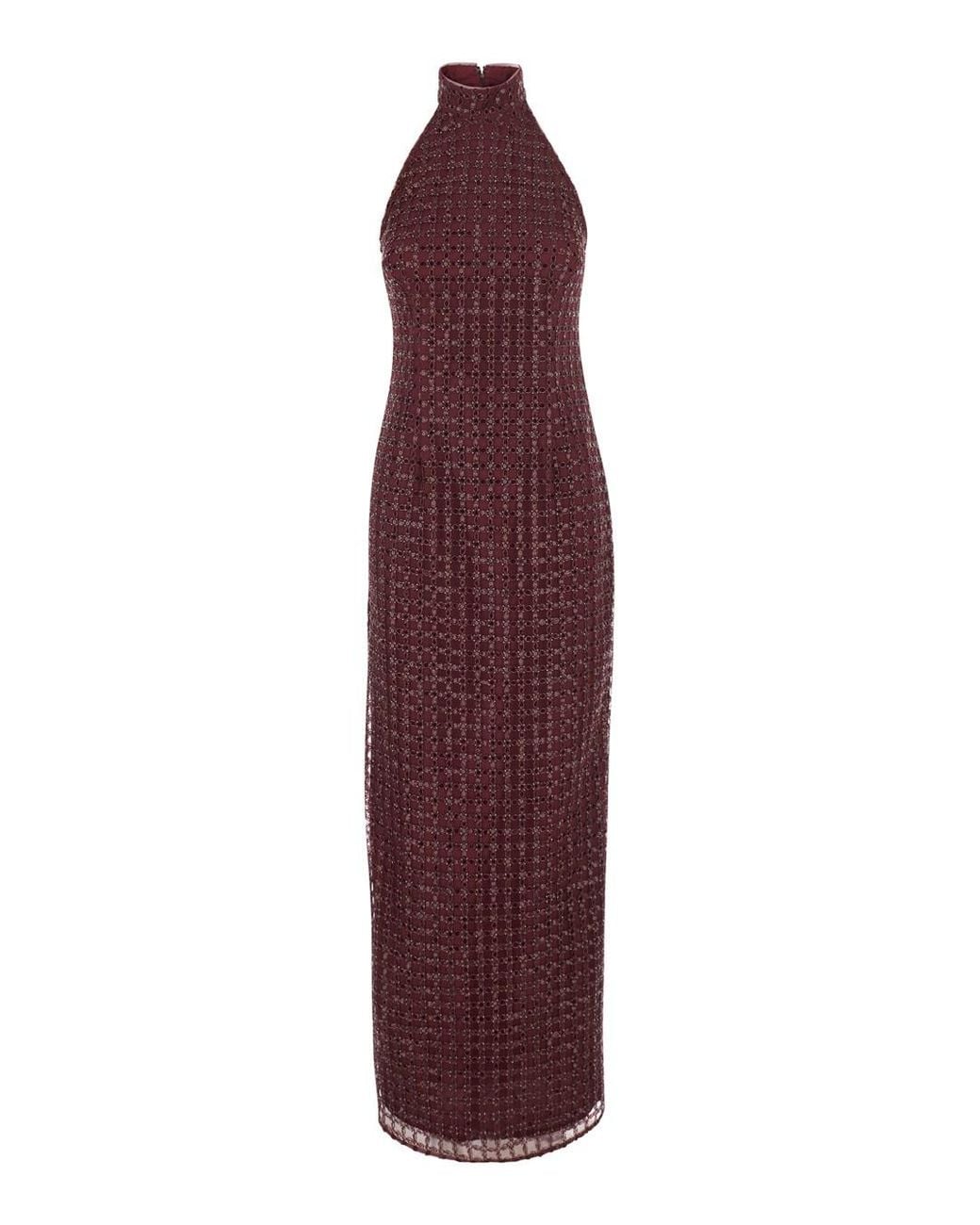 ROTATE BIRGER CHRISTENSEN Purple Dress Halterneck Sequin Polyester