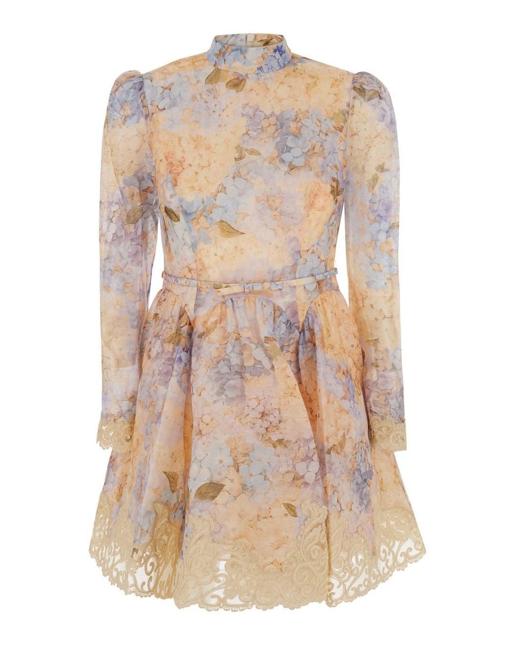 Zimmermann Natural Valiant Panelled Mini Dress With Linen And Silk Fabric For