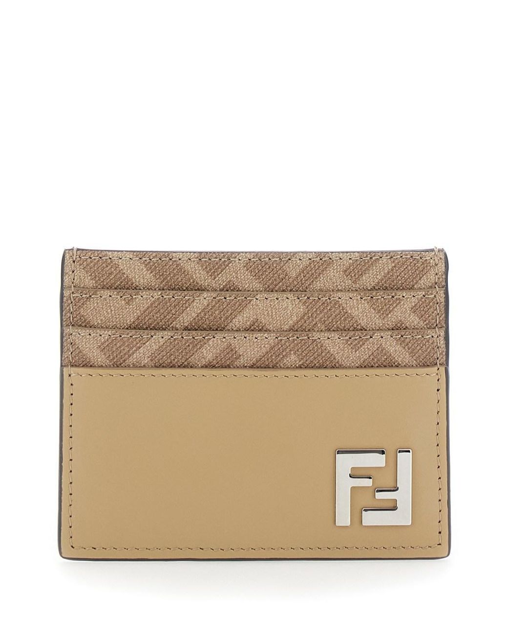 Fendi Natural Card Holder With Ff Plaque On The Front for men