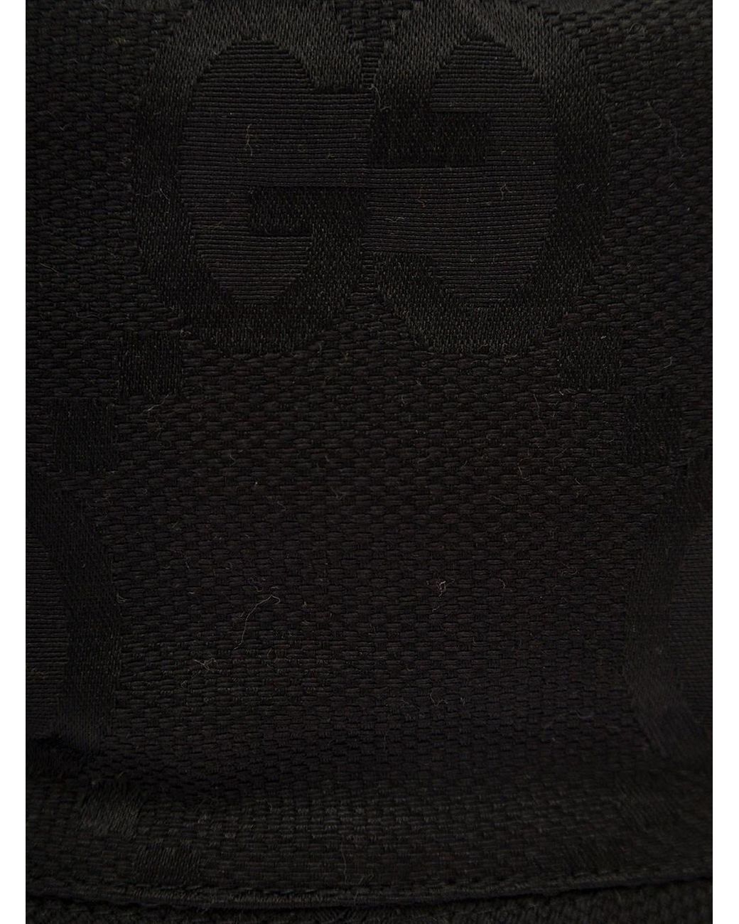 Gucci Black Bucket Hat With Leather Trimmings for men