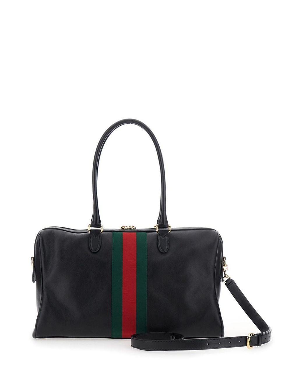 Gucci Black Shoulder Bag With Horsebit And Web Ribbon