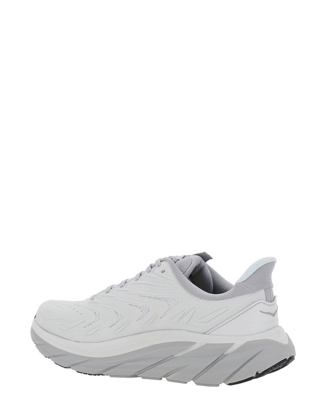Hoka One One White 'Clifton' Sneakers Low Top With Mesh Inserts And Lateral Lo