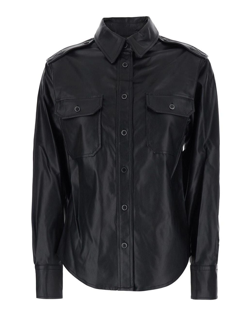 Isabel Marant Black 'Noee' Shirt With Classic Collar And Front Patch Pockets