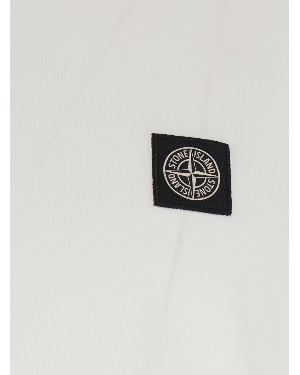 Stone Island White T-Shirt Crew Neck Cotton T-Shirts for men