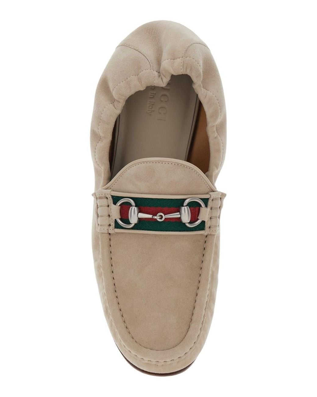 Gucci White Loafers With Horsebit Plate Suede Goat for men