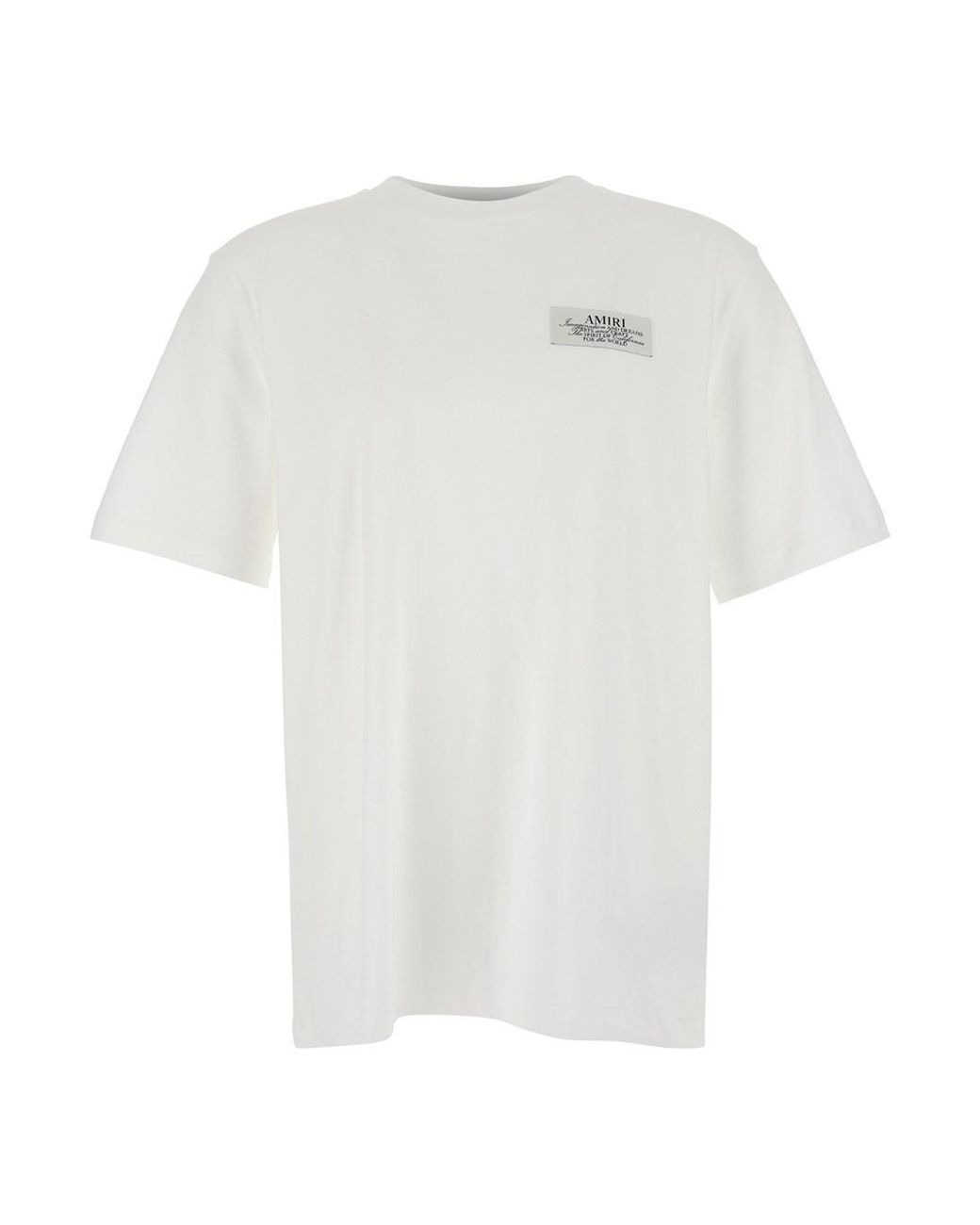 Amiri White Crewneck T-Shirt With Logo Patch On The Front And Maxi Logo Print On The Rear for men
