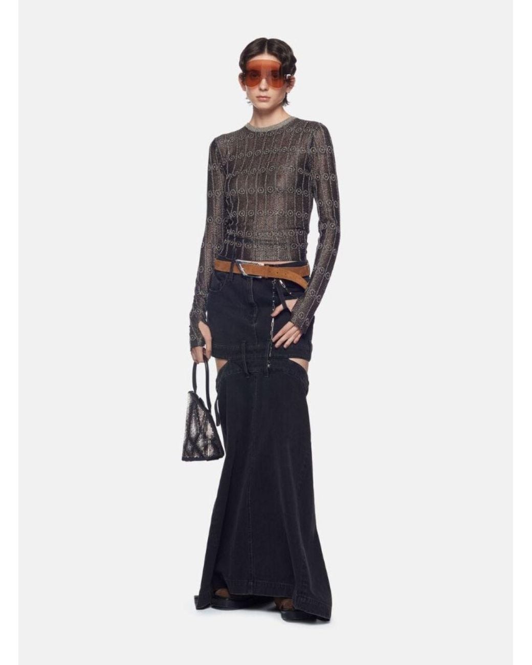 The Attico Black Denim Skirt
