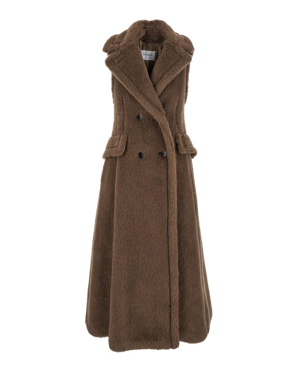 Max Mara Brown Sleeveless Coat With Wide Classic Lapels