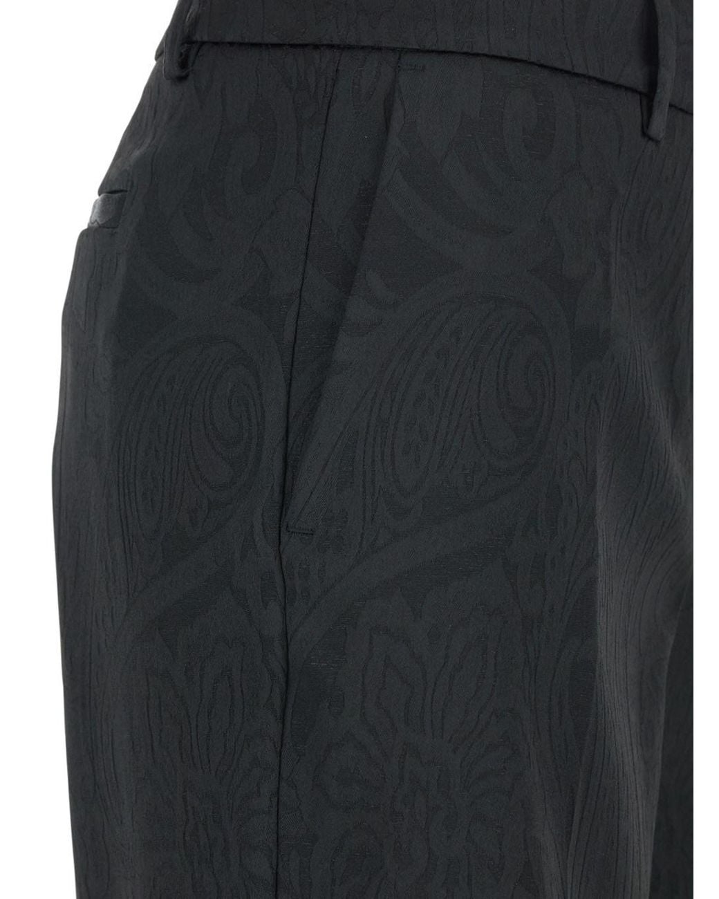 Le Plain Black Trousers With Damask Effect