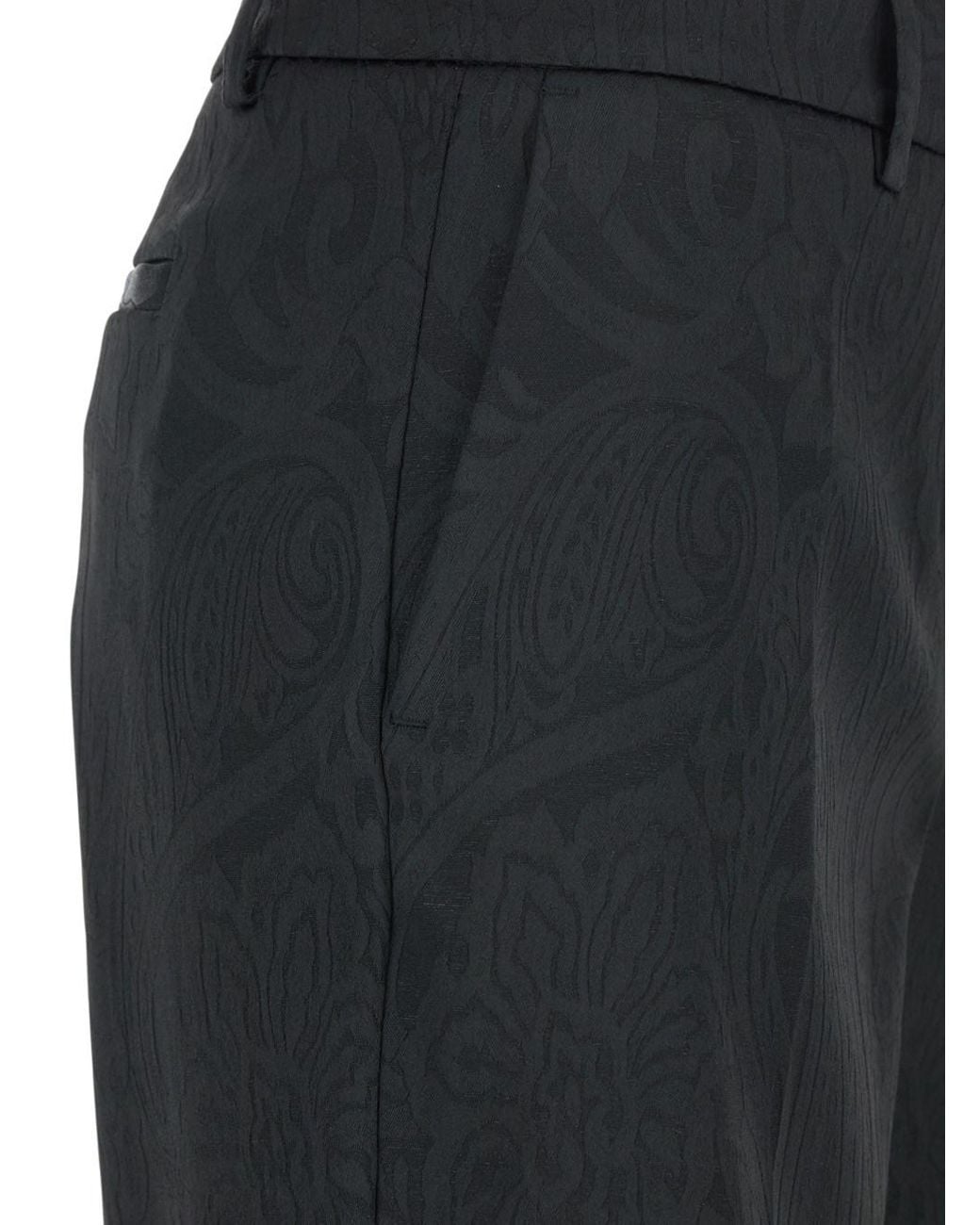 Le Plain Black Trousers With Damask Effect