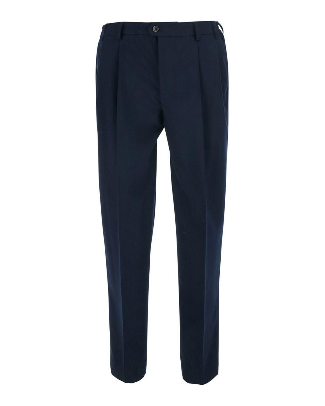 Le Plain Blue Pants With Front Pleats And Belt Loops for men