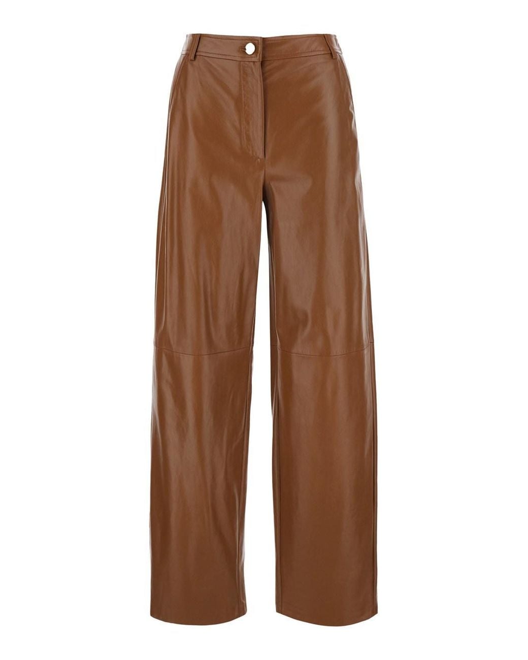 Max Mara Brown Leather Trousers Legno Lamb