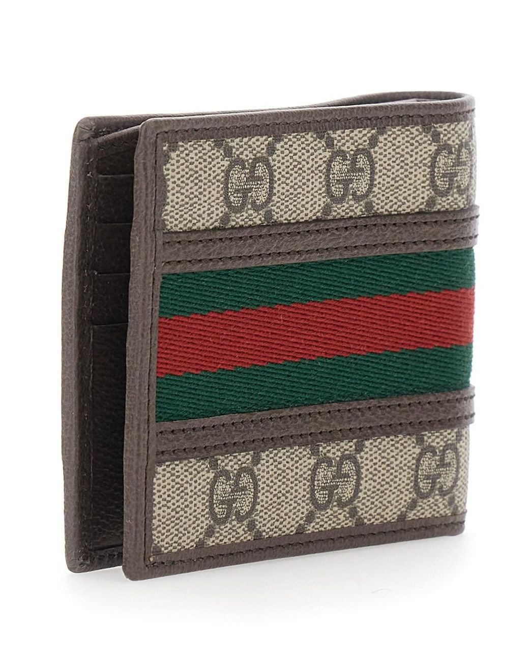 Gucci Gray 'Ophidia' Bi-Fold Wallet With Gg Plaque On The Front And Web Stripe for men