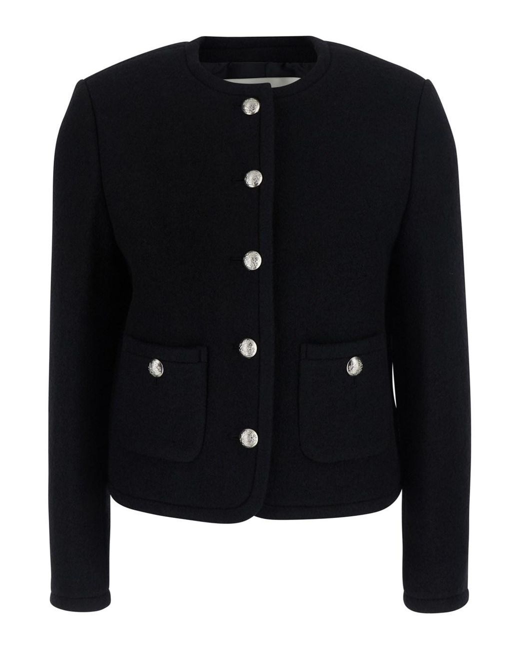 DUNST Black Crew-Neck Jacket With Jewel Button Closure