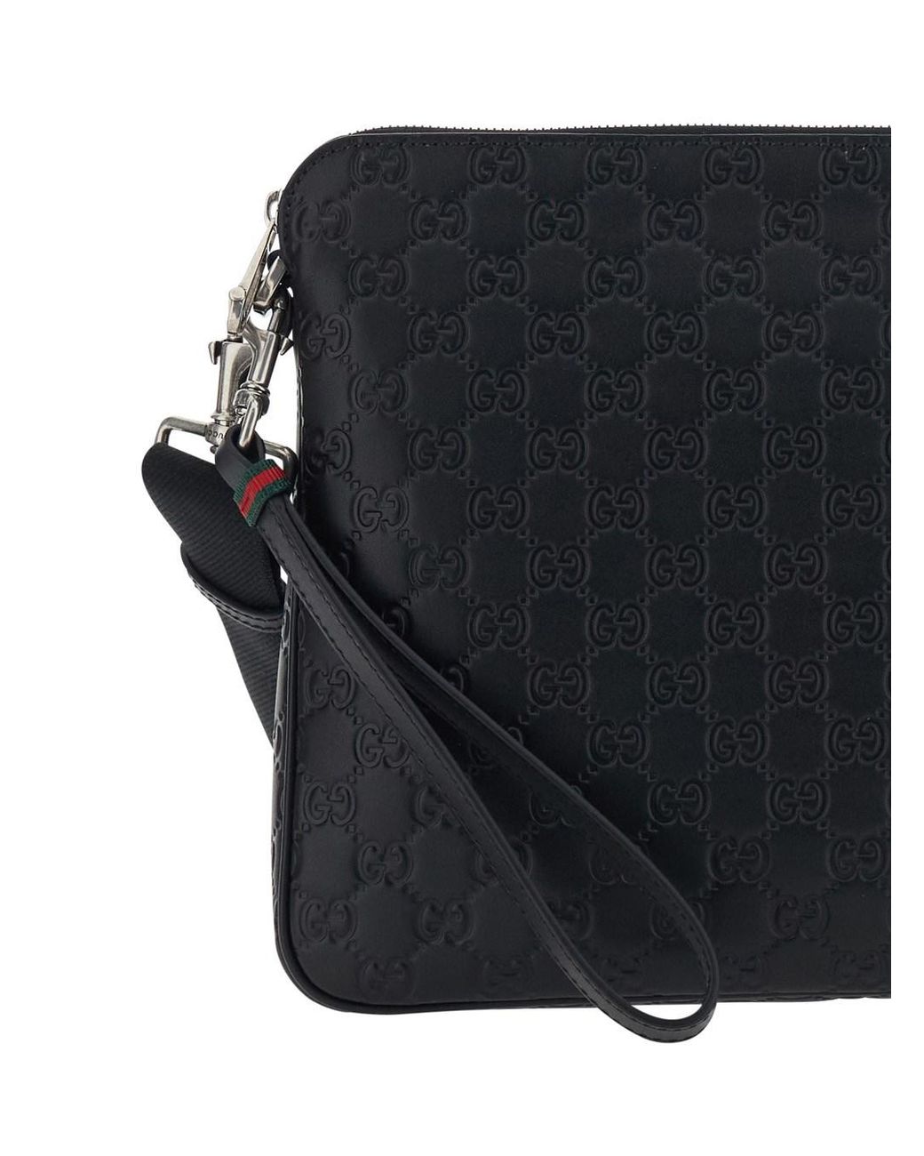 Gucci Black Emblem Shoulder Bag With Adjustable And Removable Strap An for men
