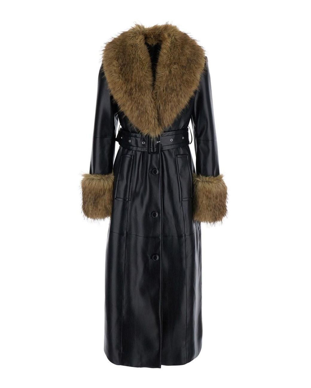 STAND Black Stella Coat Faux Leather Rich Grain