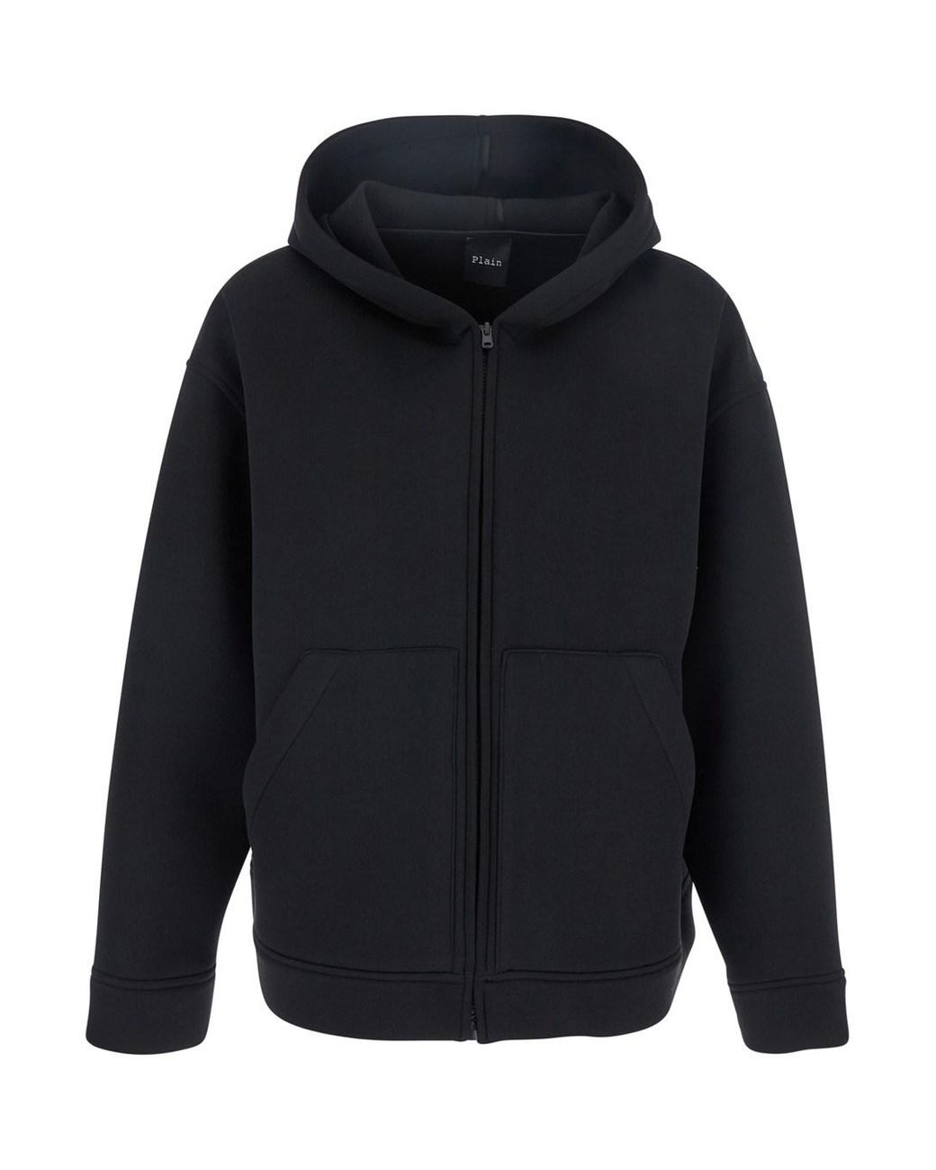 Le Plain Blue Jacket With Fixed Hood And Two Front Pockets