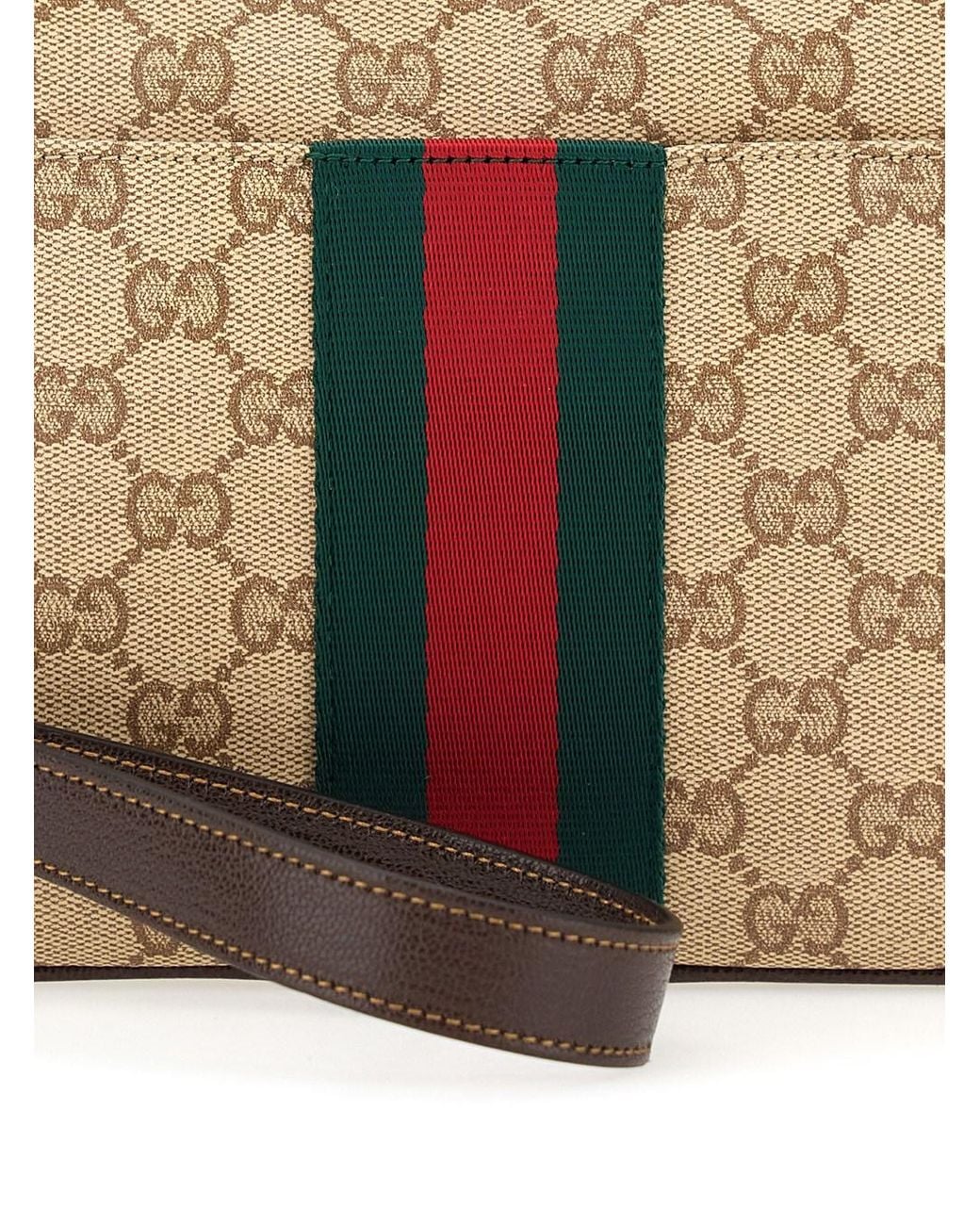 Gucci Natural Crossbody Bag With Web On The Front And Adjustable And Removable Strap for men