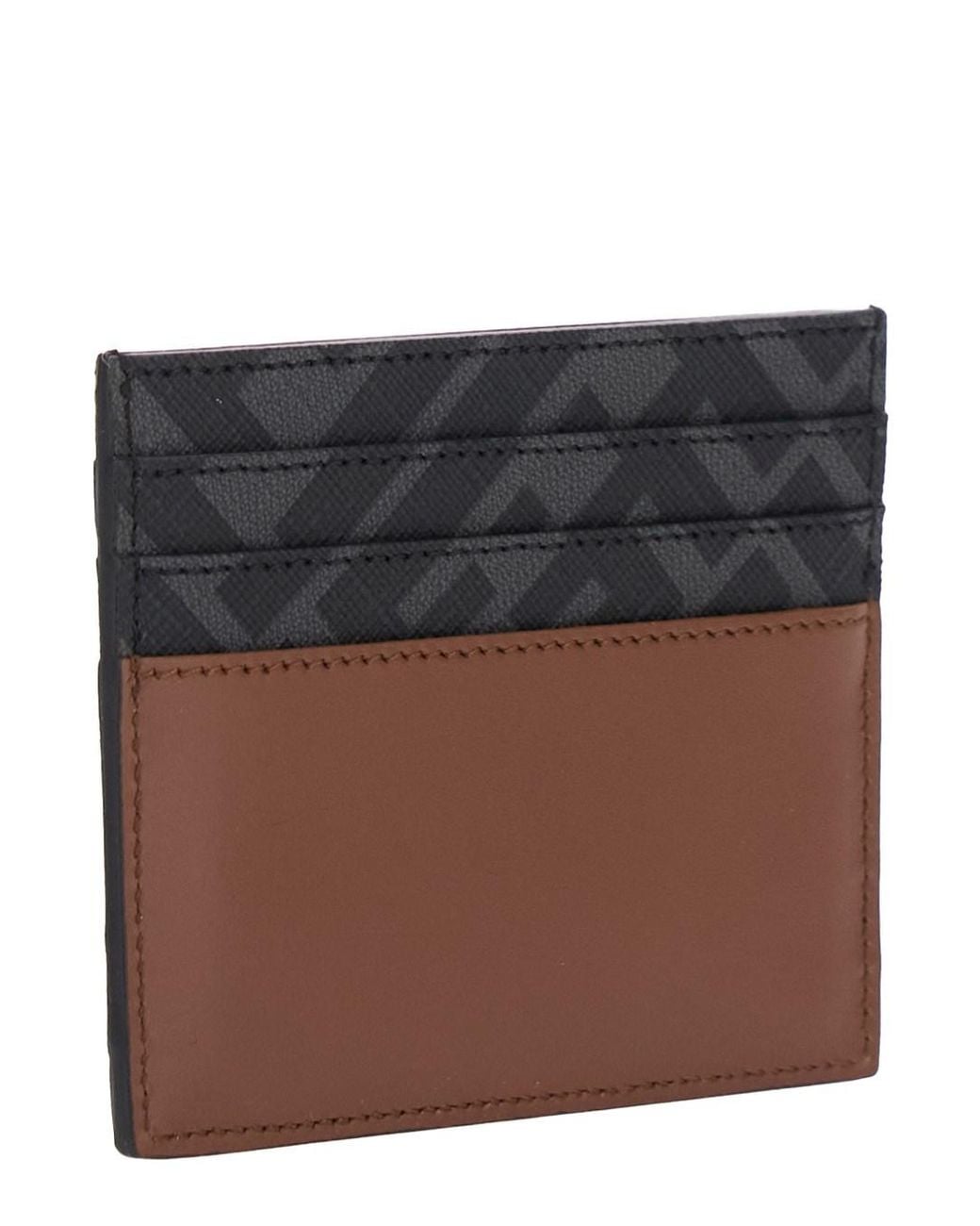 Fendi Brown Card Holder With Ff Plaque On The Front for men