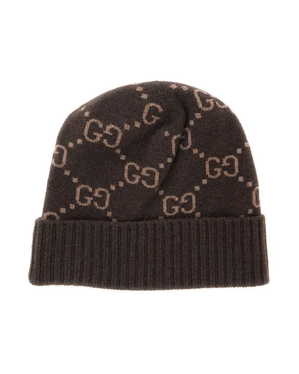 Gucci Brown Hat Gg Jacquard Cashmere for men