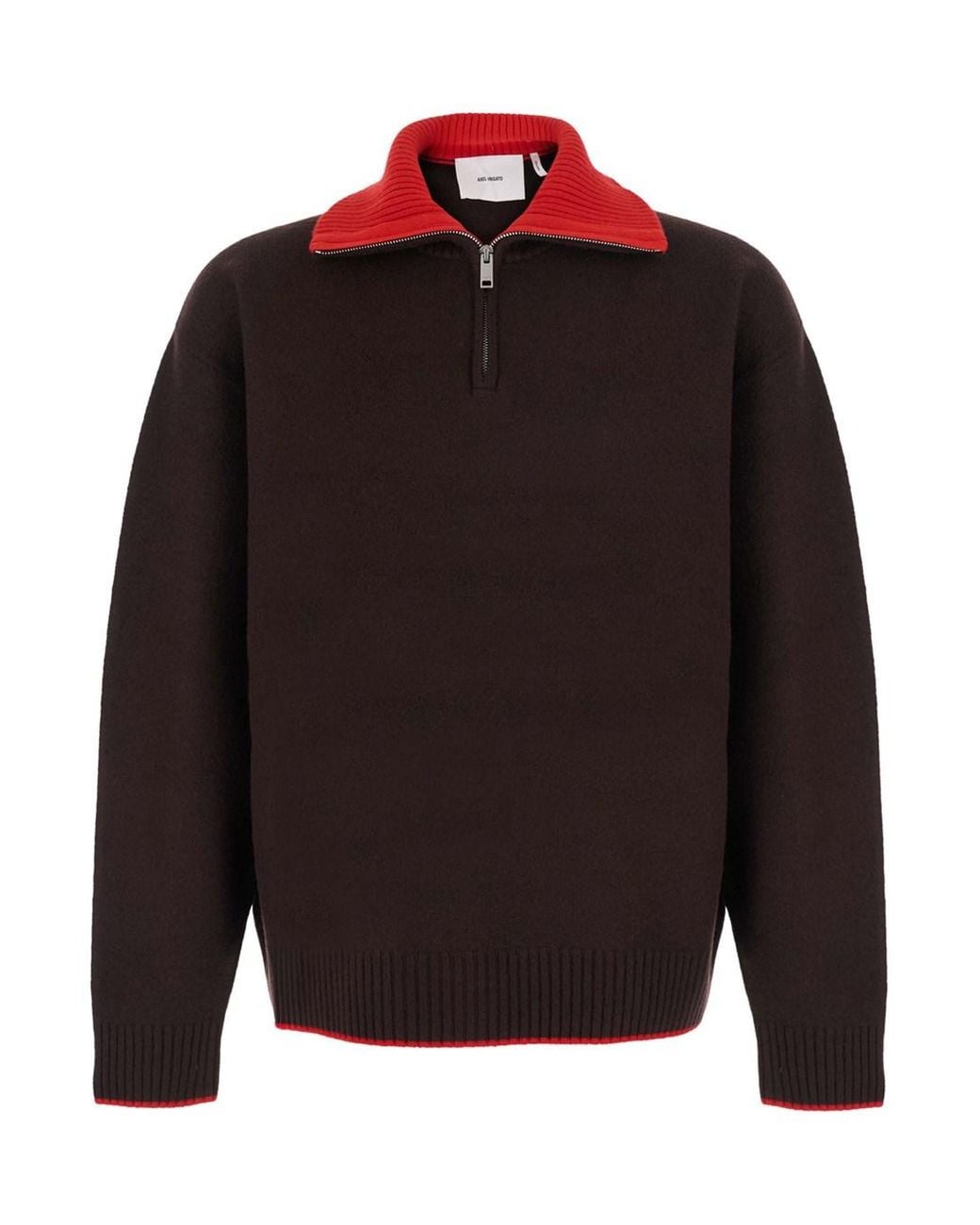 Axel Arigato Black Trace Half Zip Sweater With Zip Collar And Logo Patch In for men