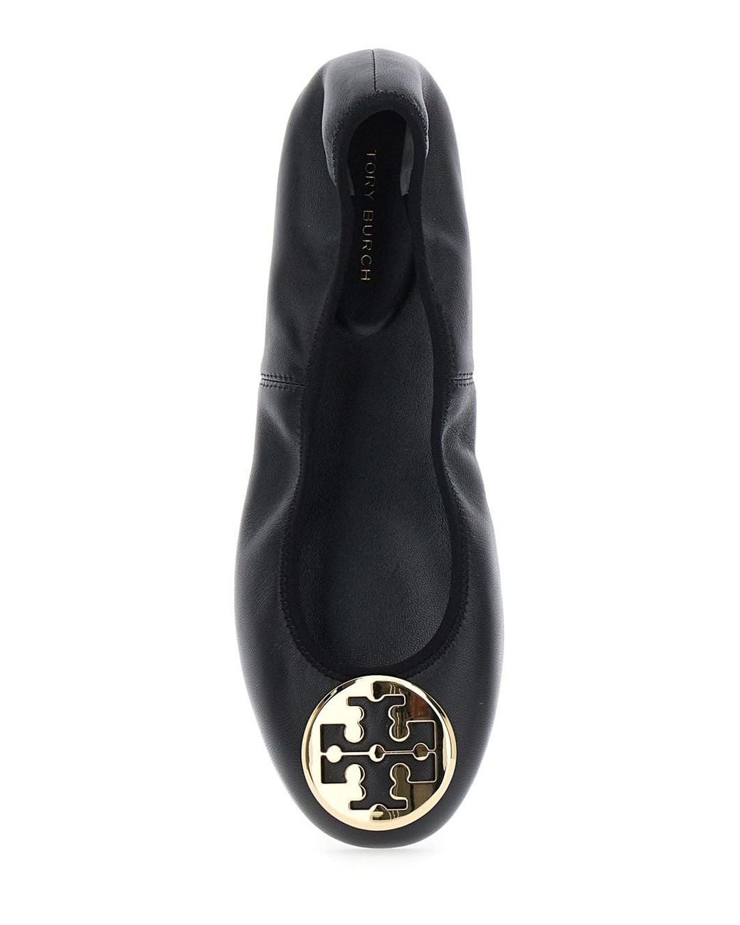 Tory Burch White Ballerinas With Logo Plaque On The Front