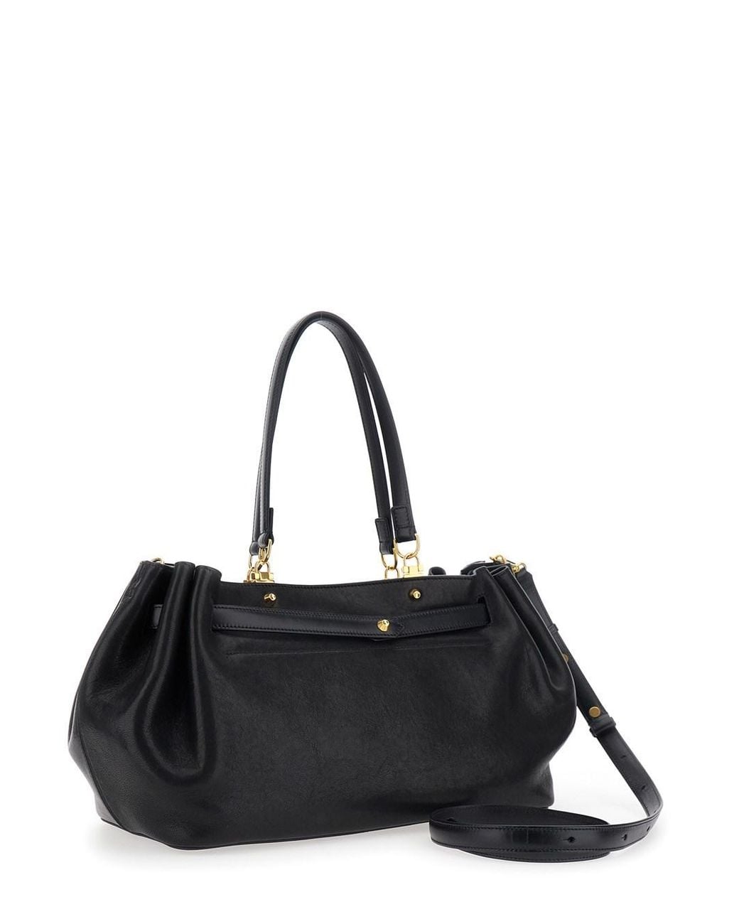 Balenciaga Black 'Fan' Medium Shoulder Bag With Adjustable And Removab