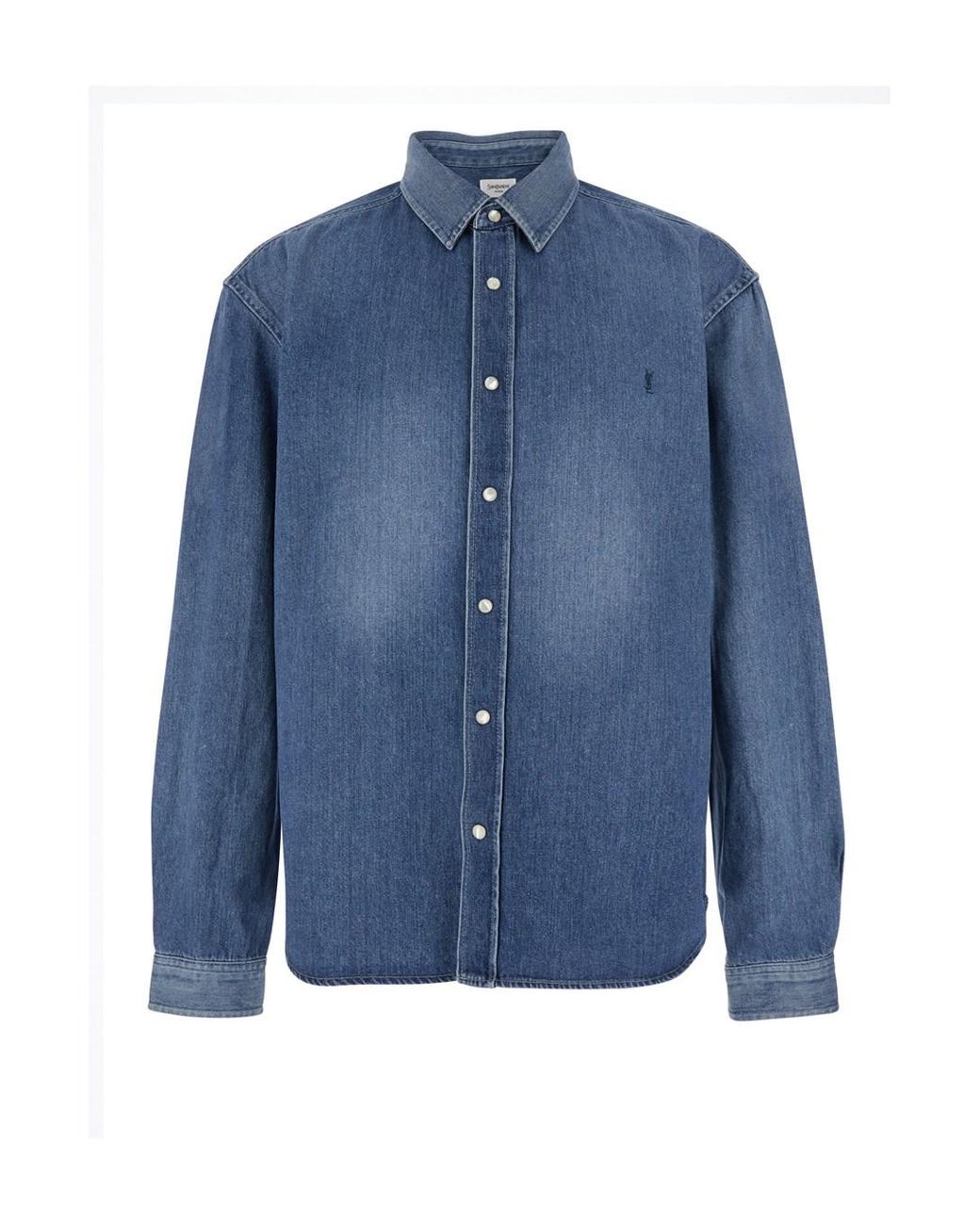 Saint Laurent Blue Long Sleeve Denim Shirt Textile for men