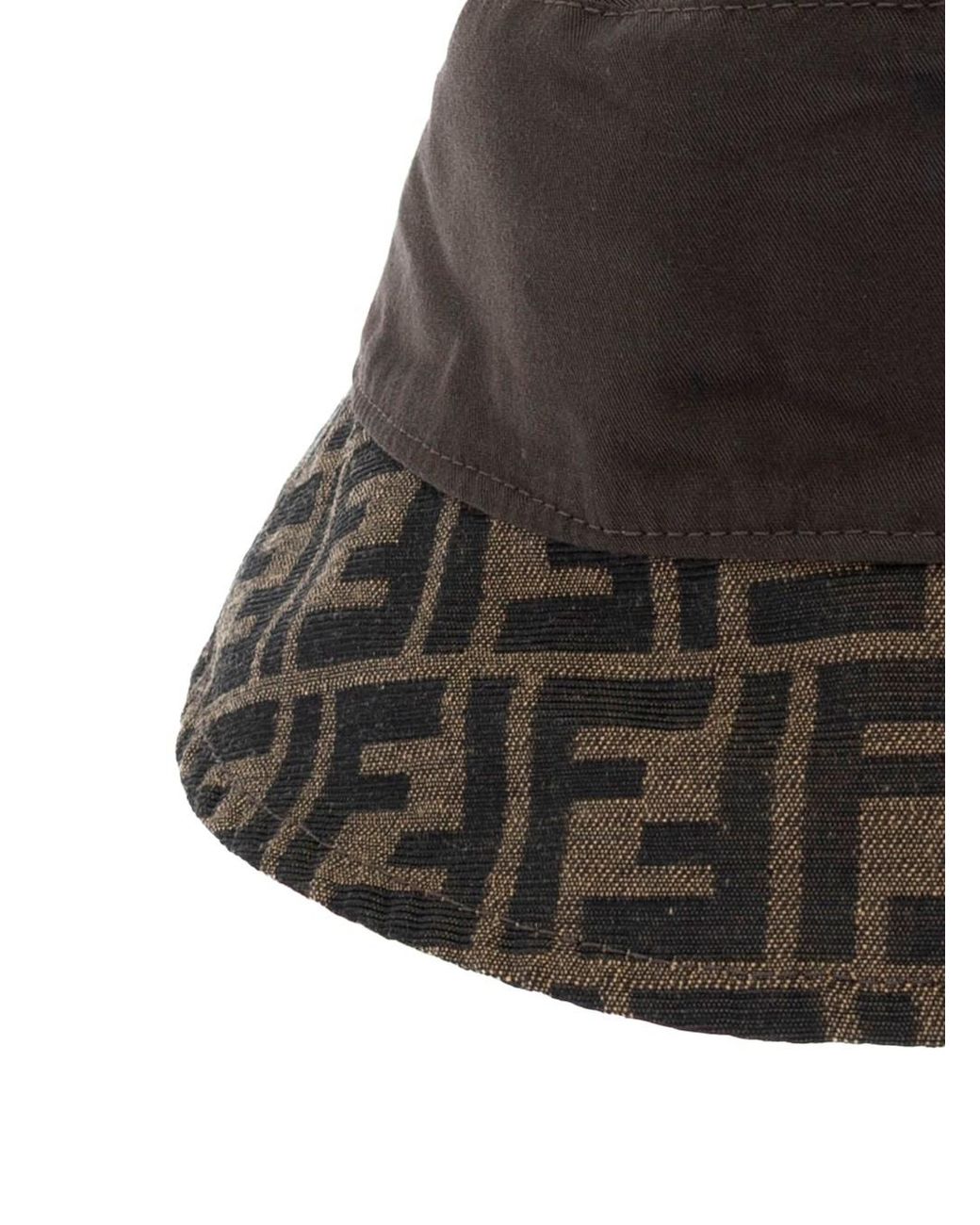 Fendi Natural Bucket Hat With Tonal Ff Logo Embroidery for men