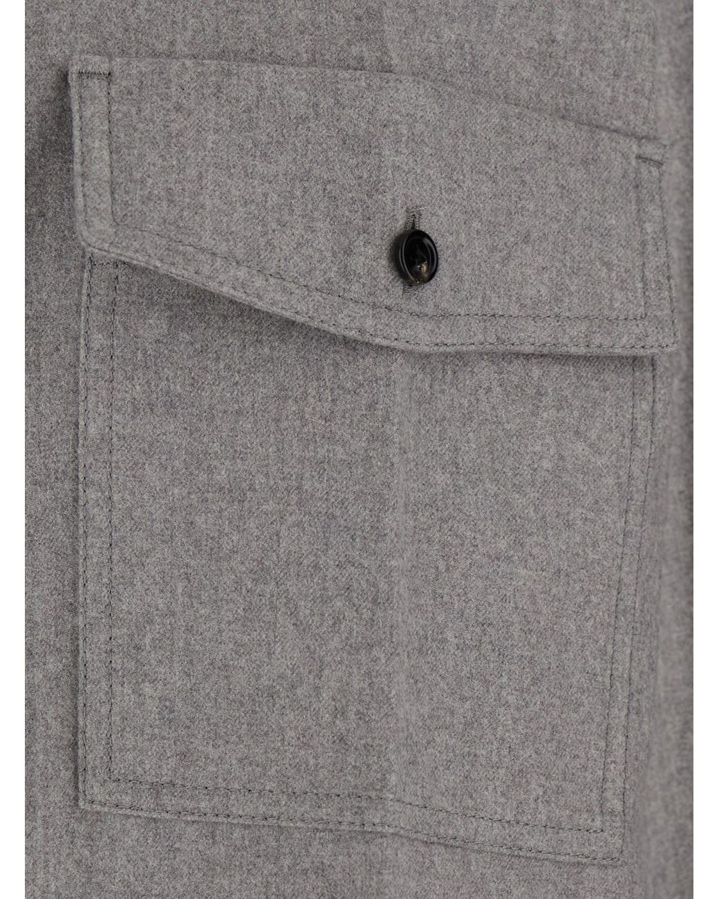 Bottega Veneta Gray Compact Wool Flannel Shirt for men