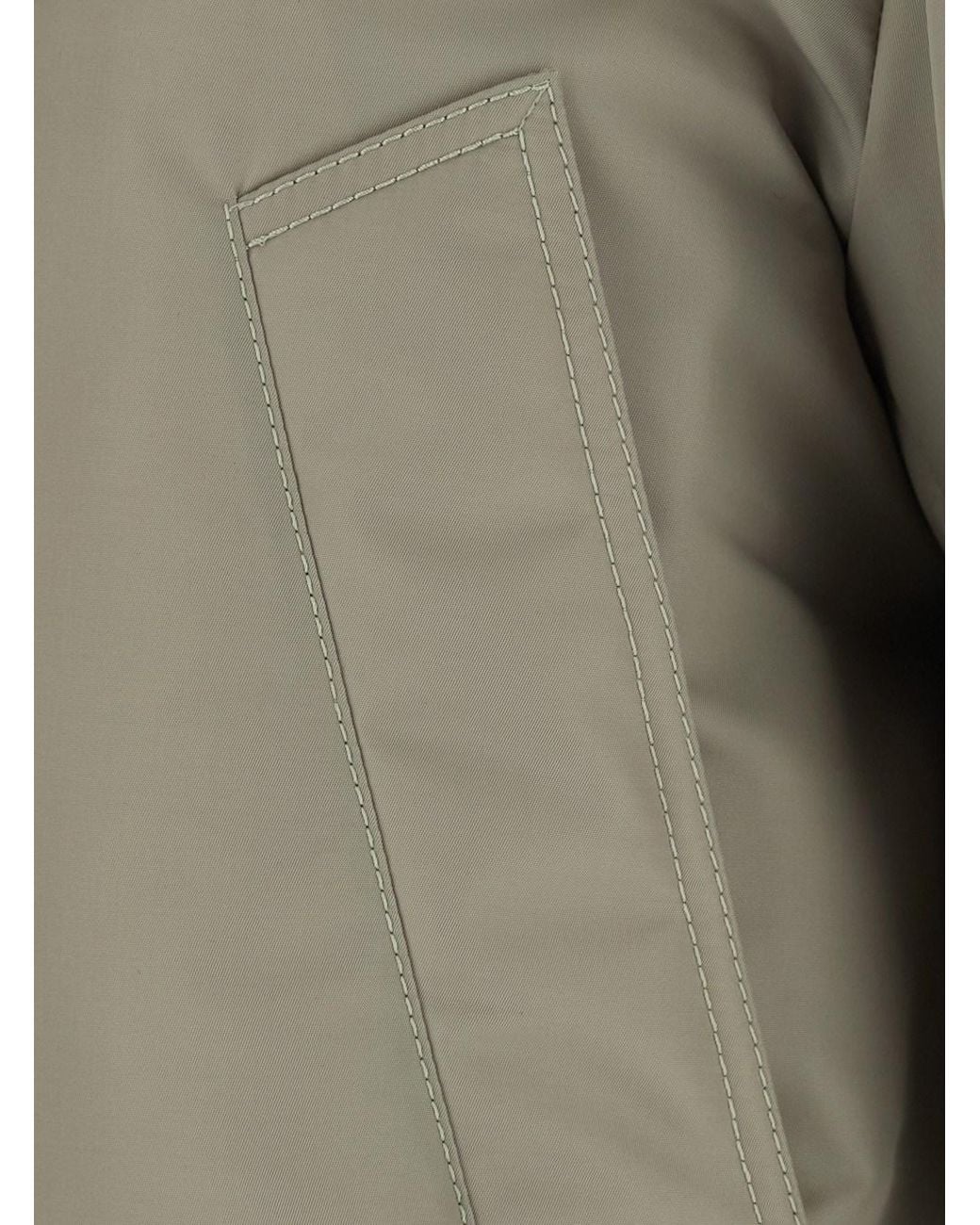 Bottega Veneta Green Satin Nylon Blouson Jacket With Intrecciato Collar