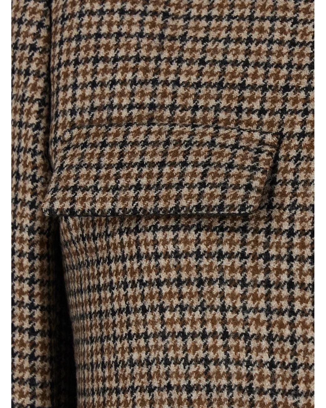 P.A.R.O.S.H. Brown P. A.R. O.S. H. Woven Check Cropped Blazer With Button Front And Side Pockets