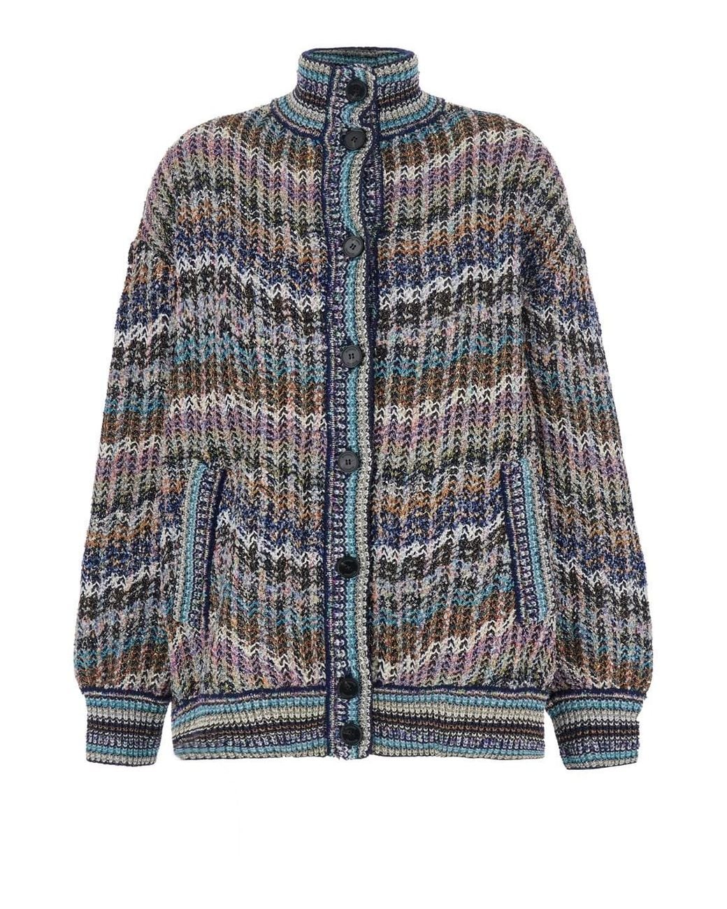 Missoni Gray Caperdoni Cardigan With V-Neck And Long Sleeves