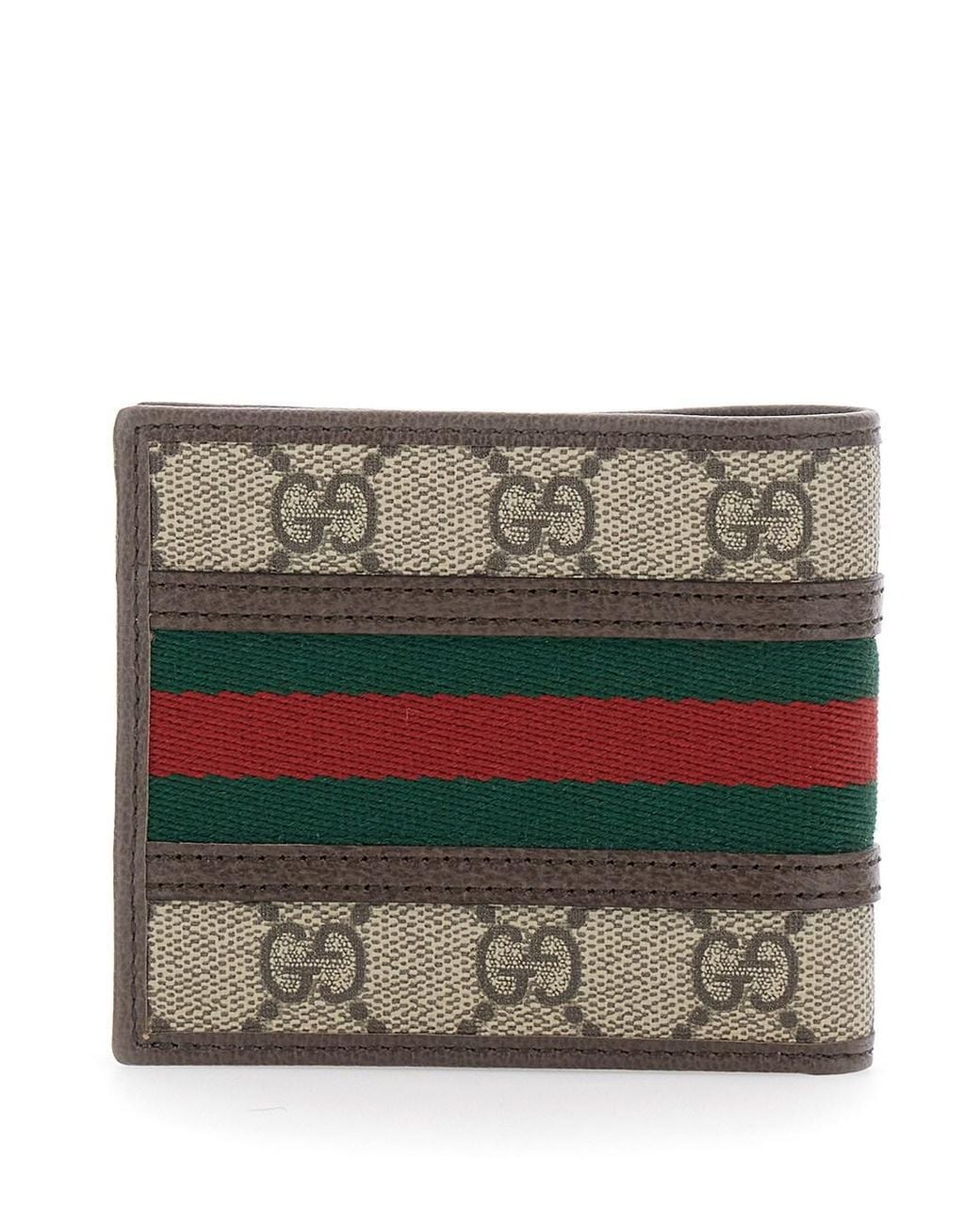 Gucci Gray 'Ophidia' Bi-Fold Wallet With Gg Plaque On The Front And Web Stripe for men