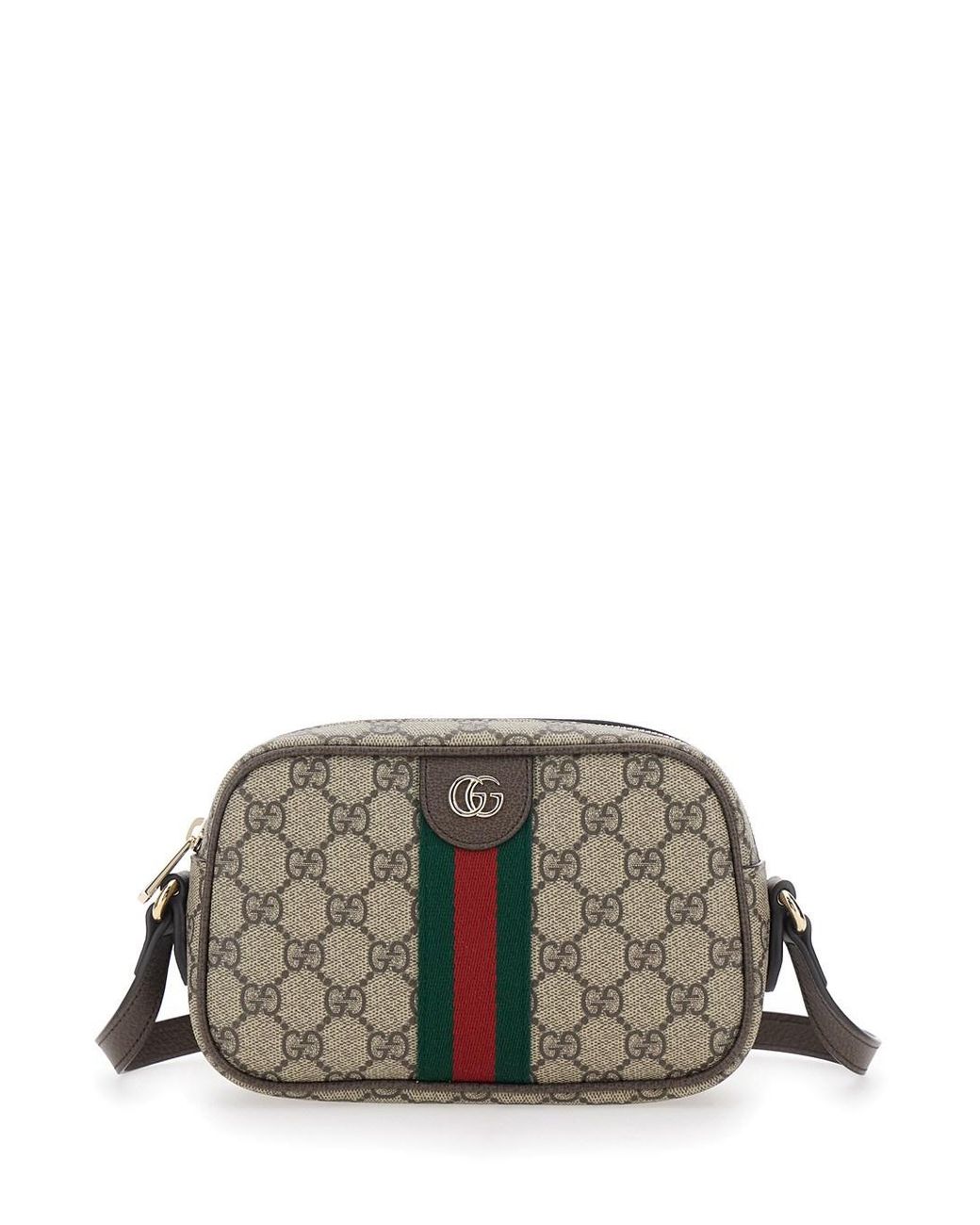 Gucci Gray Mini 'Ophidia' Bag With Shoulder Strap And Gg Canvas Web D