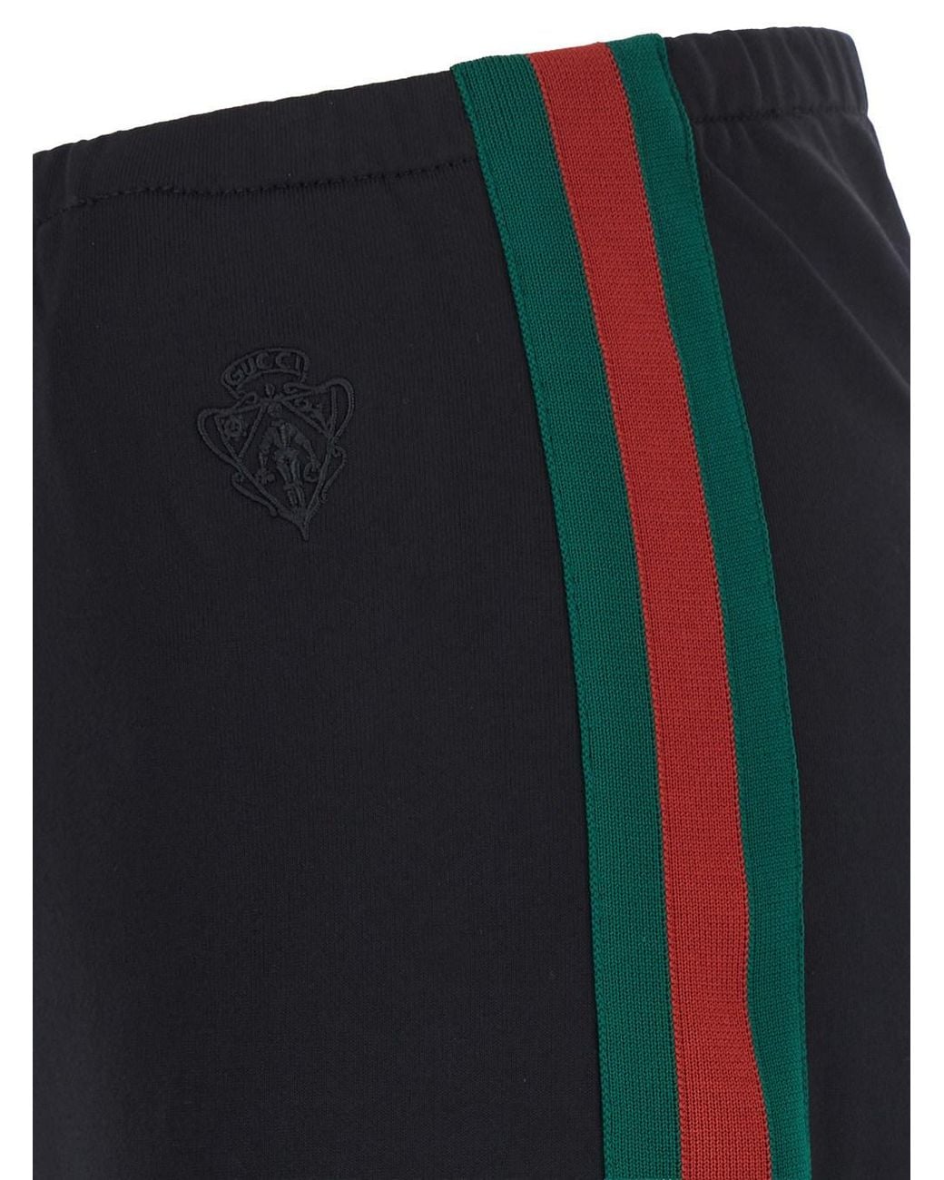 Gucci Blue Pants With Web Side Bands And Embroidered Logo Lettering